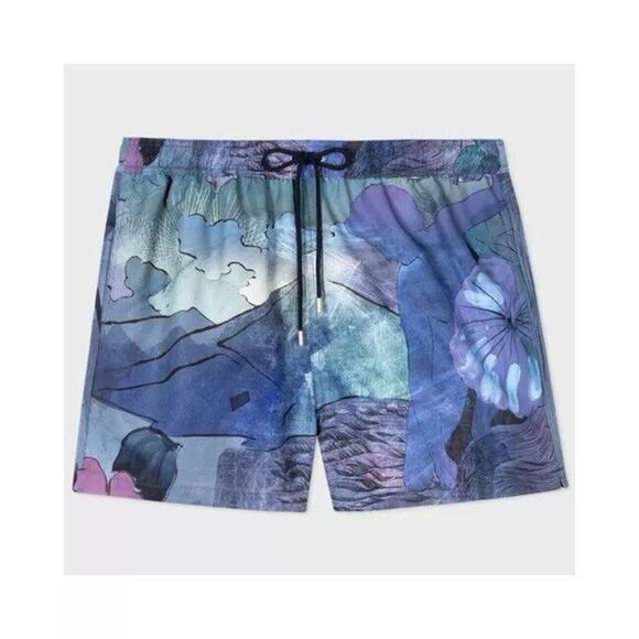 NWT $195 Paul Smith “Narcissus” Swim Shorts - Size Small. With waterproof bag. - Picture 1 of 11